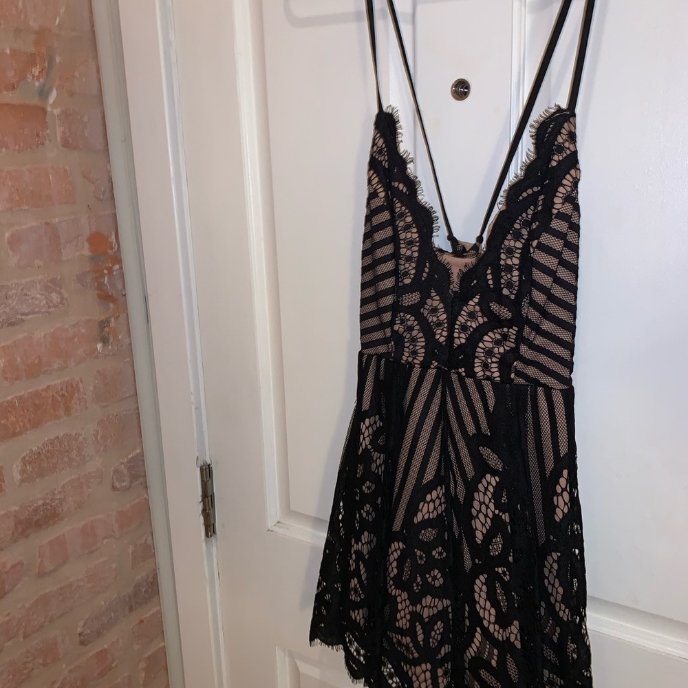 For Love and Lemons Black & Tan Lace Romper